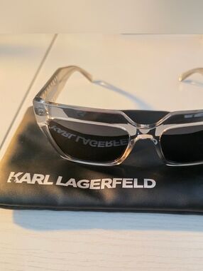 Karl Lagerfeld Clear Frame Sunglasses with Dark Lenses